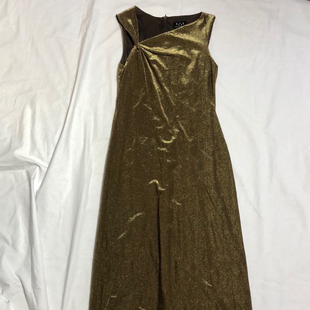 Full length gold shimmer dress